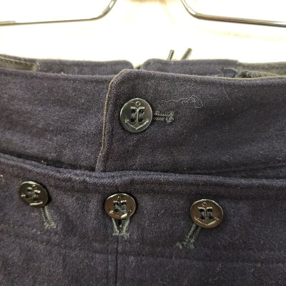 WWII Navy Sailor Pants 29x28 Seafarer Vintage Blue Wool Cracker Jack Button - Picture 4 of 11